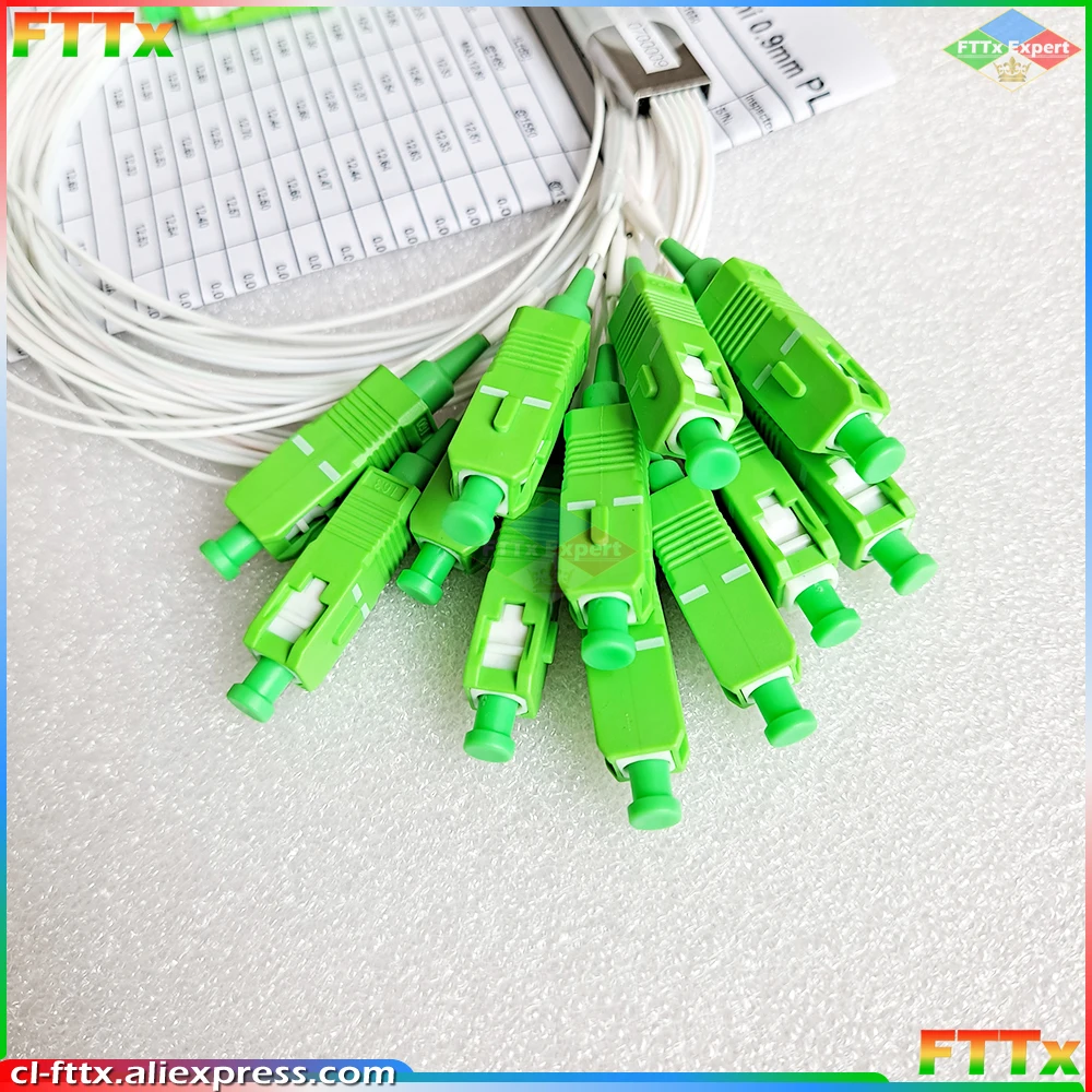 Free Shipping 5-10pcs/lot Fiber Optical PLC Splitter 1X12 SC/APC SM 0.9mm G657A1 PVC 1m FTTH 1:12 PLC Splitter