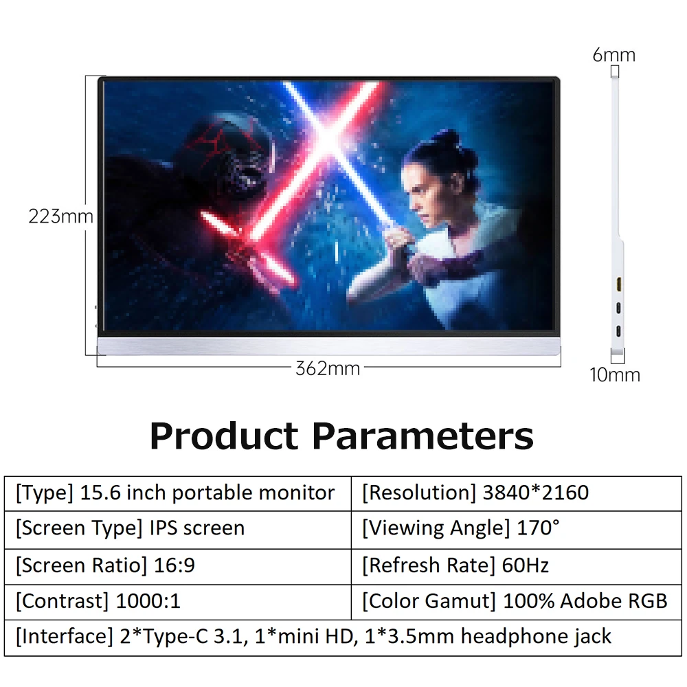 15.6 ġ ޴  IPS ȭ 1920*1080/3840*2160 ػ 170  þ߰ 60Hz  ӵ ̵ ȣȯ, Ƽ, ｺ, 뼺, ޴,  ̴