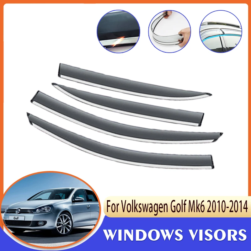 Deflectores para Volkswagen VW Golf 6 Mk6 Jetta SportWagen Vento Variant 2010 ~ 2014 4x accesorios de visera de lluvia para ventana lateral de coche | - AliExpress