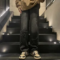 Jean pour homme style hip-hop américain, coupe droite ample et large, taille asiatique, marque tendance streetwear 5