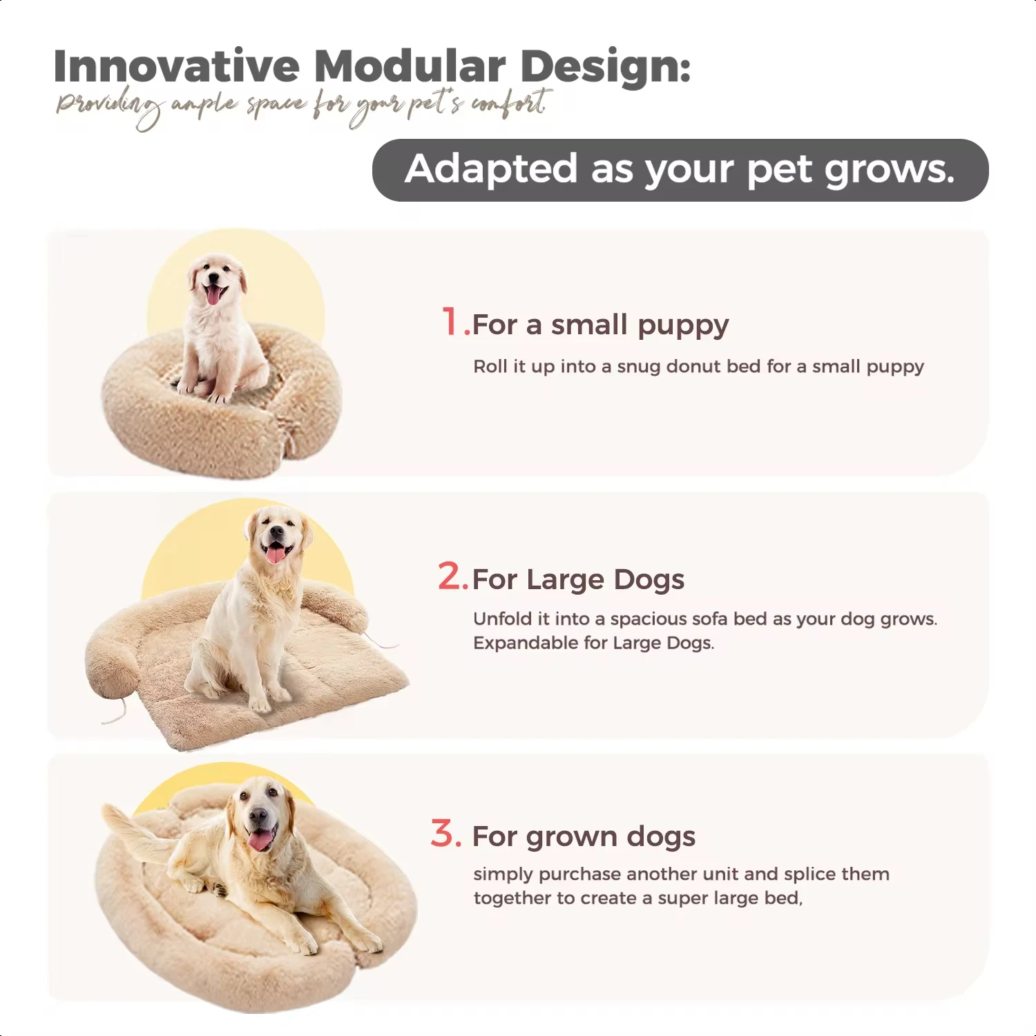 Dog Bed Large Sized Dog, Fluffy Dog Bed Couch Cover, Calming Large Bed, Washable Mat Protector