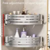 1-2PCS Shower Corner Shelf with Hook Towel Bar No Drill Space Aluminum Shower Storage Rack Bathroom Organizer 4