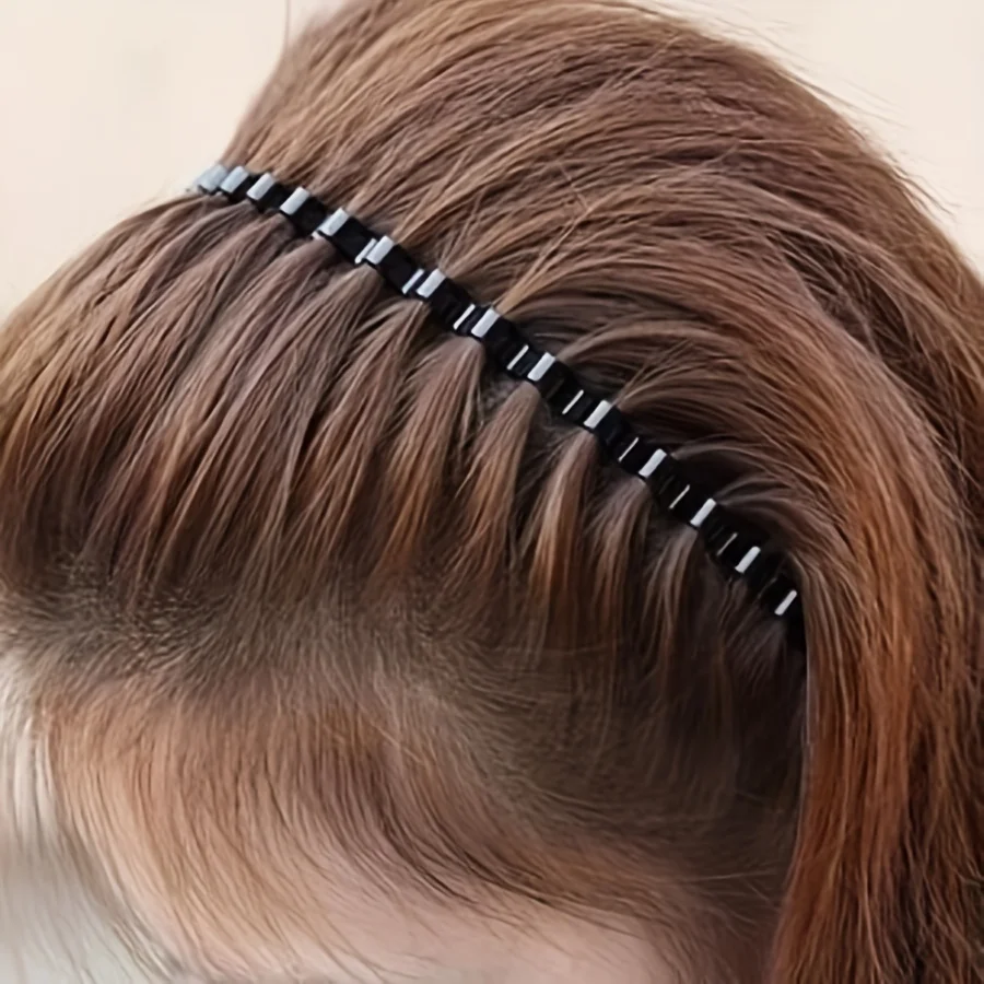 

1 шт. стильный минималистичный волнистый металлический ободок для волос, черный цвет, модный головной убор для лица, зажим для сломанных волос