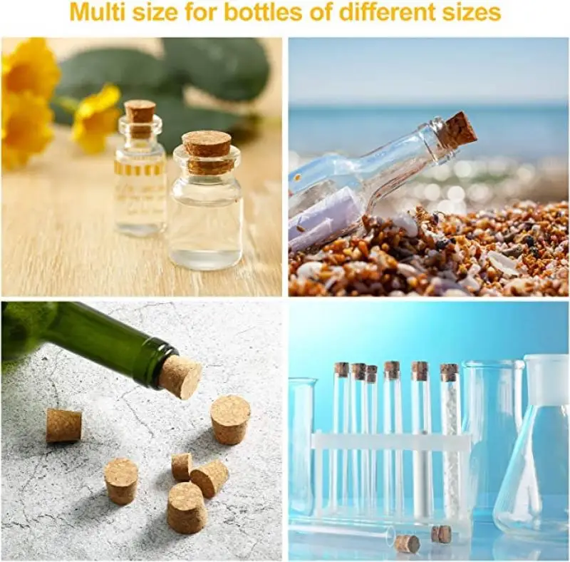 Wooden Cork Stopper 5/100pc Top DIA 8mm To 58mm Lab Test Tube Kettle Pudding Bottle Burette Tube Plug
