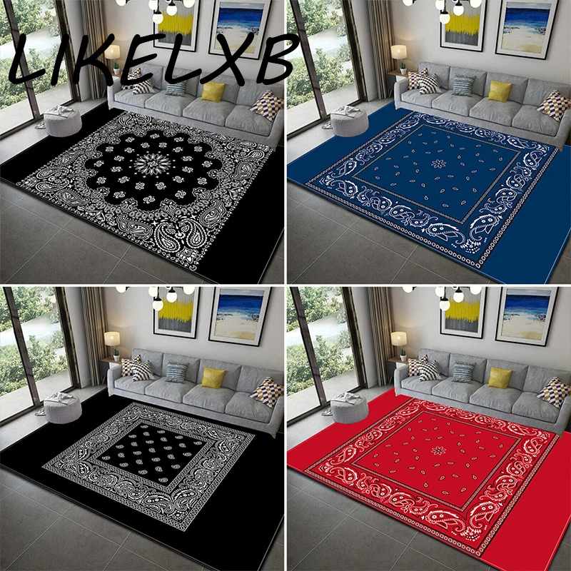 

LIKELXB Bandana Carpet Non-Slip Washable Rugs 3D Print Area Rugs Home Runner Rug Carpet for Bedroom Livingroom Dorm Doormats