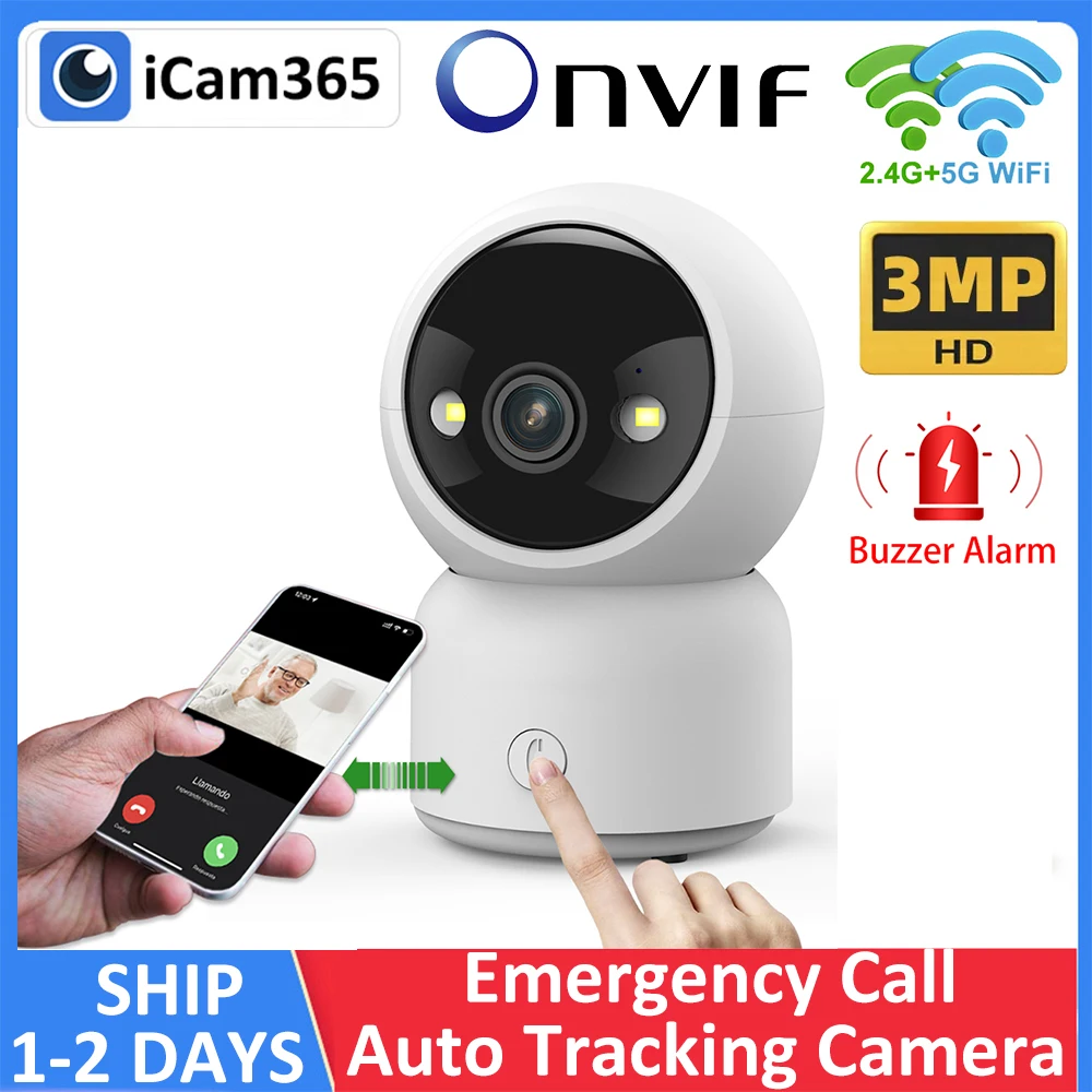 5GHz WiFi ONVIF 3MP Indoor Security Infrared Auto Tracking Wireless Surveillance Baby Monitor Camera Voice Warning Spotlight tuya wireless smart wifi camera 1080p indoor motion tracking 360 degree cloud storage baby monitor security surveillance camera