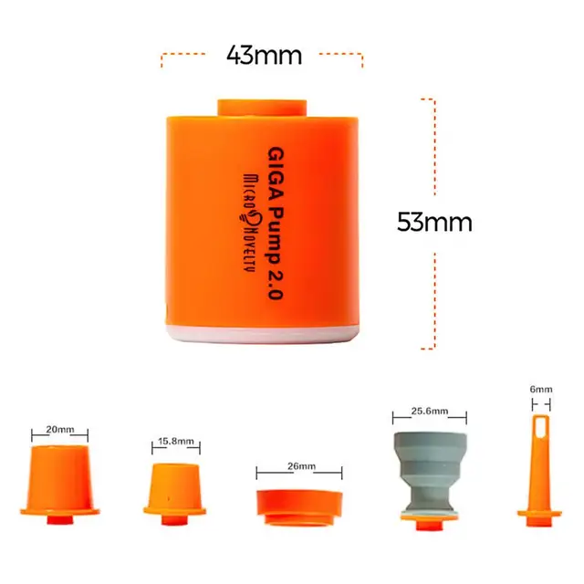 GIGA Pump 2.0 Mini Air Pump For Mattress Mat Camping Outdoor Portable Electric Inflator Swimming Ring Vacuum Pump with 5 Nozzles 6
