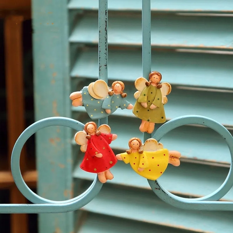 Creative Vintage Dotted Angel  Refrigerator Magnets Sticker Resin Painted Decor for Office School Notes Organization Supplies