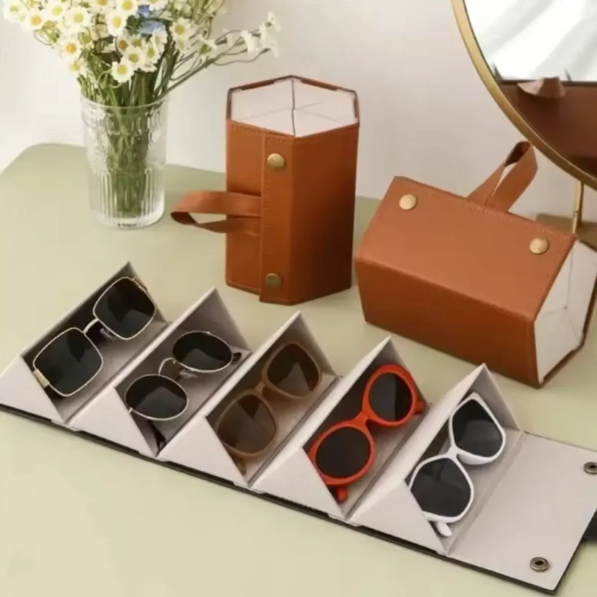 1pc-Sunglasses Organizer Portable Foldable Wall Mounted Box