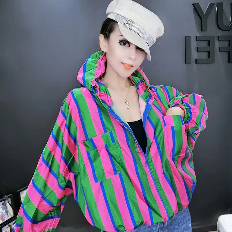 Striped Hooded Windbreaker Jacket 2