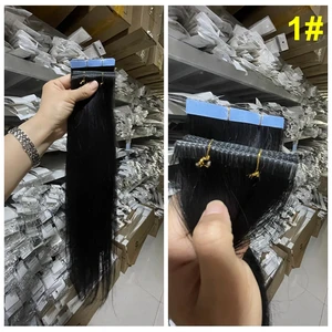 Classic Coda 100% Natural Hair Seamless Invisible Pu Skin Weft Injection Tapein Hair Extensions Jet Black 22inches 55cm 30grams