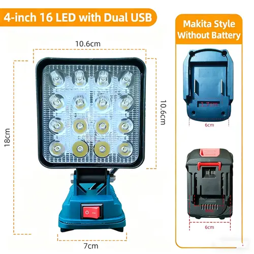 LED Work Light 3/4/8Inch For Makita 14.4V 18V Li-ion Battery Lamp With USB Outdoor Flashlight Lantern Camping Emergency Light - Image 10