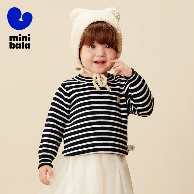 미니 발라 남아 여아  세미 하이넥 스웨터 베이스 레이어 피부 친화적 따뜻한 상의 2025 신상 겨울
