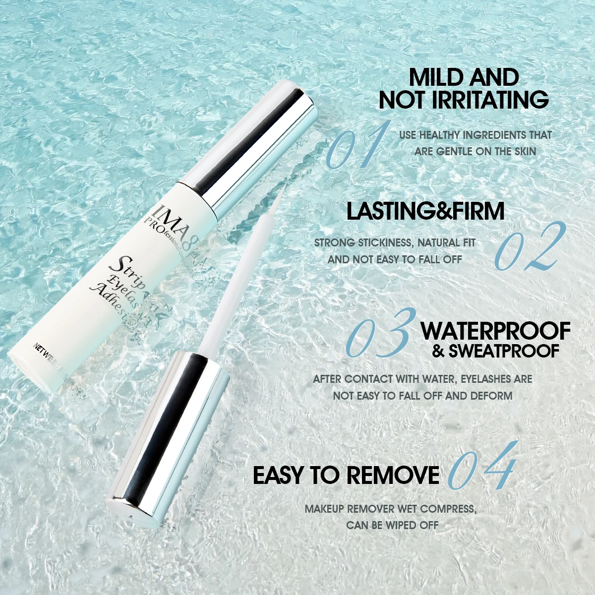 IMAGIC 5ml False Eyelash Extension Glue Waterproof Fast Dry Long Lasting Strong No Irritation Transparent Eyelash Primer Tools 2