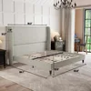 Queen Platform Bed Frame 51.2" High Headboard Tall Upholstered Beds/No Box Spring Required, Queen Bed Frame 2