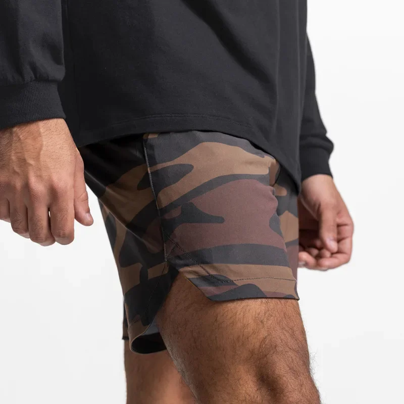 Men's Sport Quick Dry Loose Training Fitness Five-Quarter Shorts Single Layer Patchwork Basketball Gym Running Sweatpants