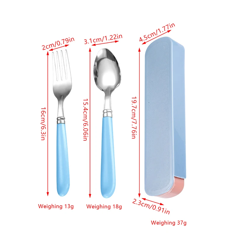 Cutlery Set 2Pcs/Set Portable Spoon Fork Combination Travel Tableware Stainless Steel With Box For Kid School