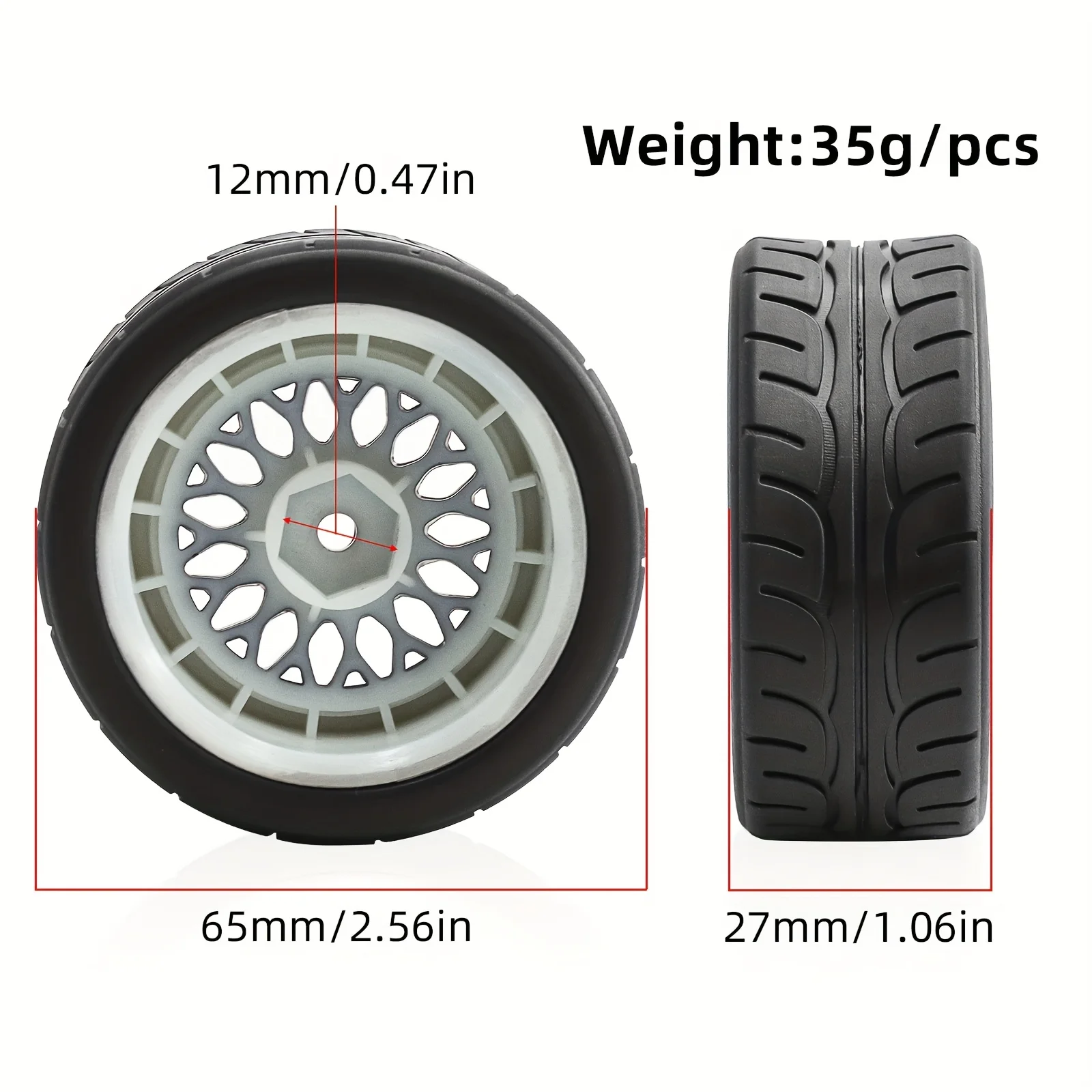 4PCS High-Grip 65mm RC Drift Tires & Wheels for 1/10 On-Road Racing - Durable Flat Run with Fast Shipping