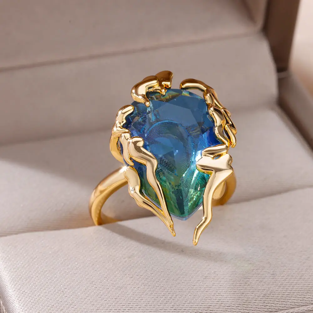 Zircon Ring Stainless Steel Adjustable Water For Women