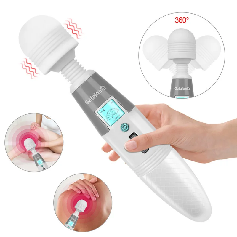 64 Modes Huge Head Magic Wand Massager Flexible Neck Ultra-powerful Motor For Body Massage Deep Muscle Relaxing Health Care