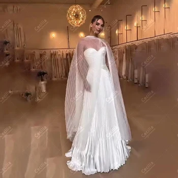 Abiti da sposa glamour in raso, abiti da sposa lunghi fino al pavimento per donna, vestiti eleganti da sposa personalizzati