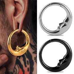 Vanku 2PCS Cool Ear Hoop Moon Weights for Stretched Ears Hole Stainless Steel 316L Hanger Expander Body Piercing Jewelry