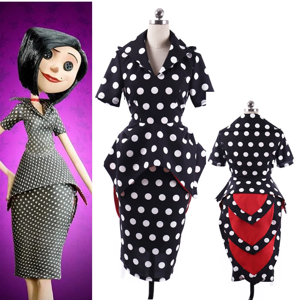 

Movie Coraline Cosplay the Other Mother Costume Beldam Unifrom Women's Black Dress Halloween Carnival Party Role Play Outfits