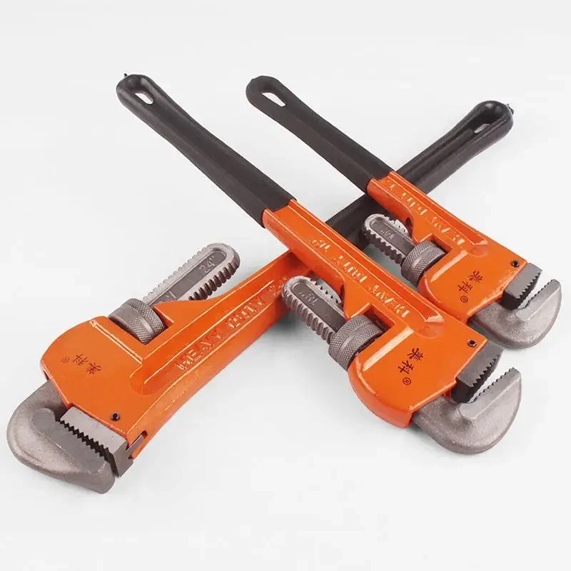 

Heavy Duty Straight Pipe Wrench 8in/10in/12in/14in Plumbing Wrenches Universal Adjustable Pipe Clamp Pliers Plumber Spanner Tool