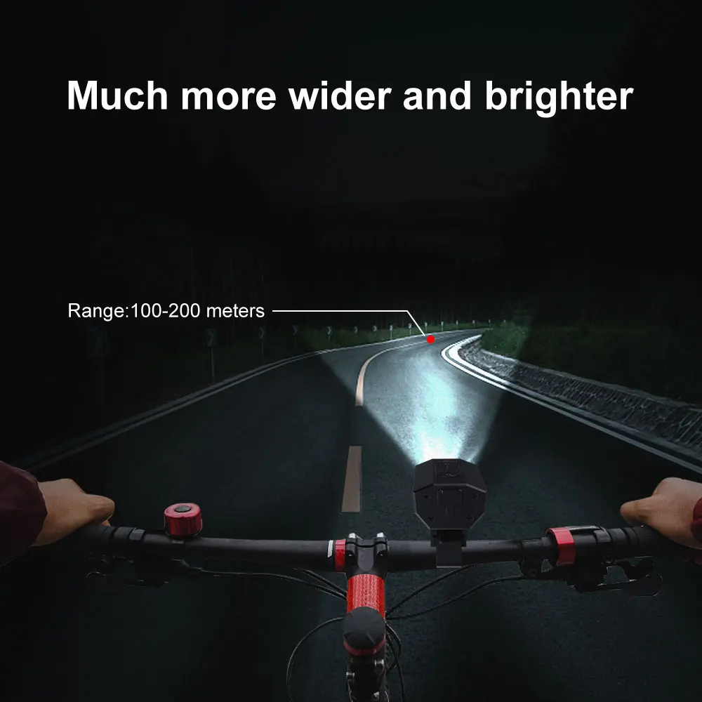 PHMAX Bicycle Flashlight 1500mAh 500 Lumens LED MTB Bike Front Light USB Rechargeable Rainproof Bike Lamp Set Bicycle Headlight