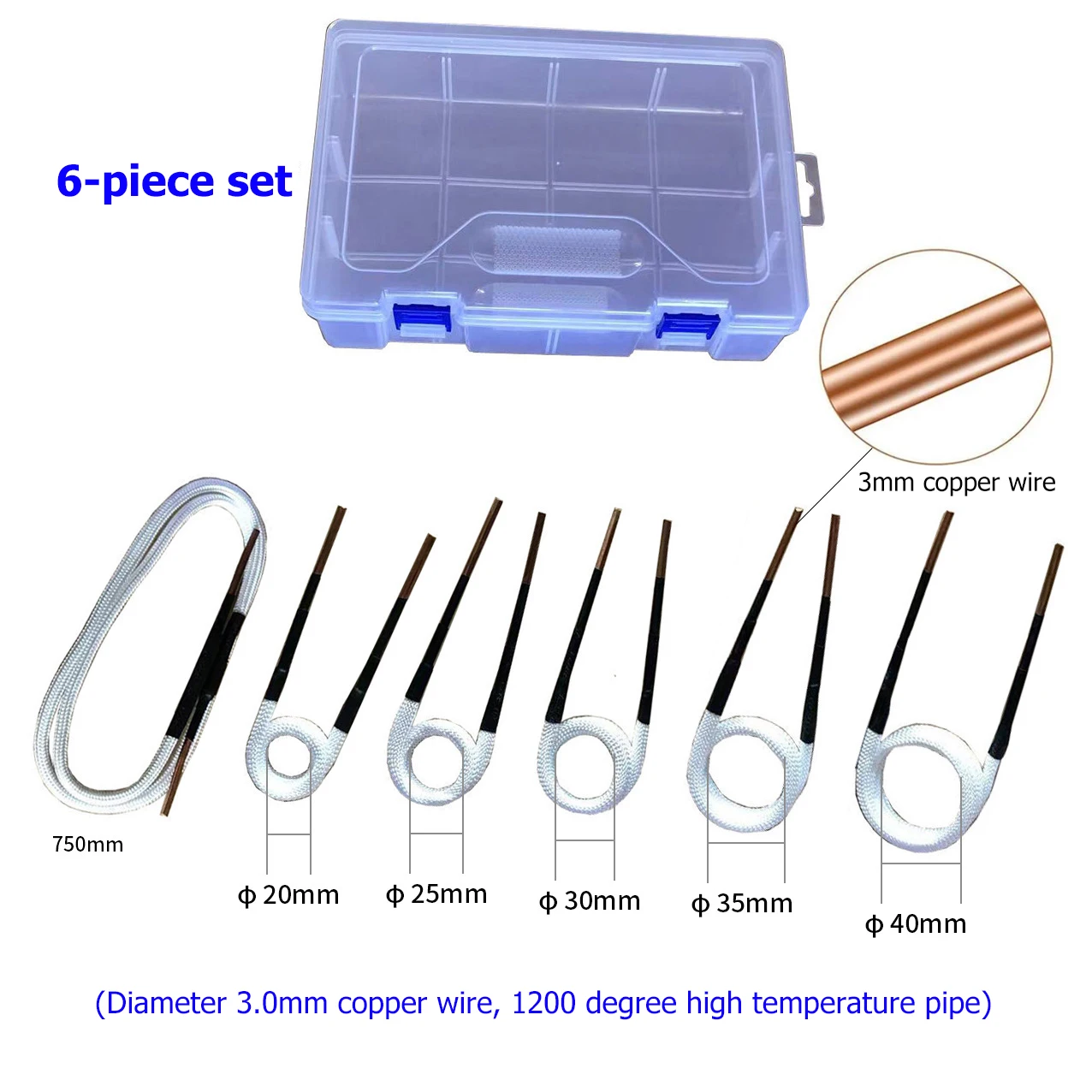 3.0mm Copper Wire 1200° Heat Induction Heater Coil Kit for Magnetic Induction He