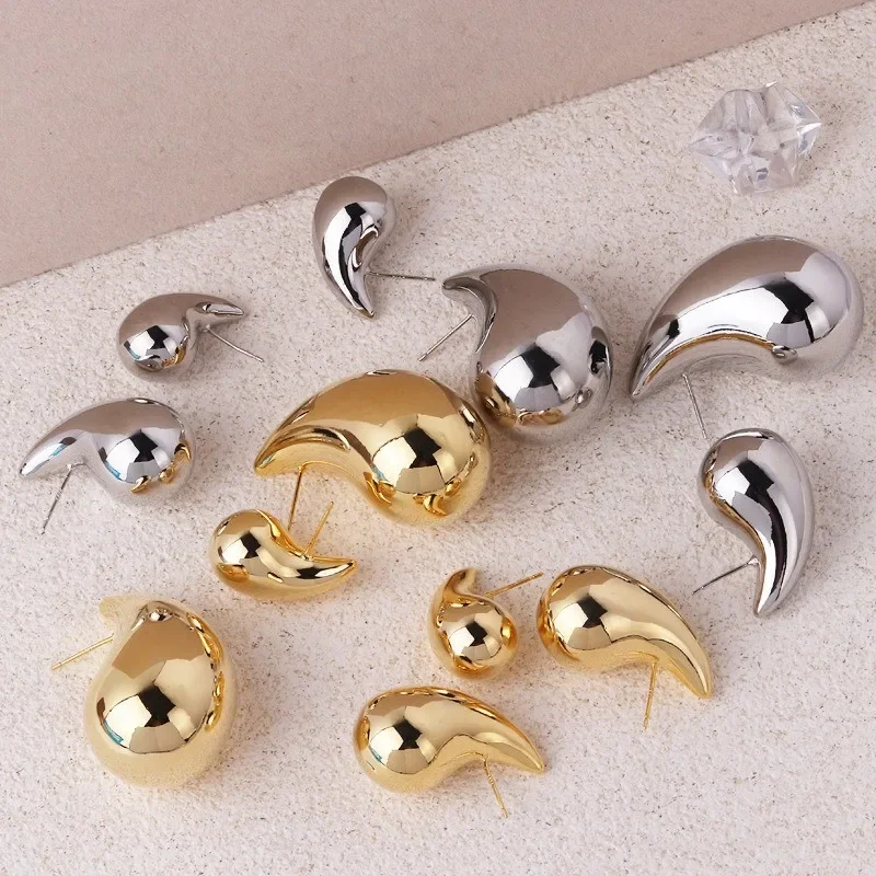 Orecchini Donna A Cerchio Extra Large, A Goccia, Placcati Oro, Leggeri, Cavi, Rame Ipoallergenico, Gioielli Moda Per Feste E Tutti I Giorni - 3