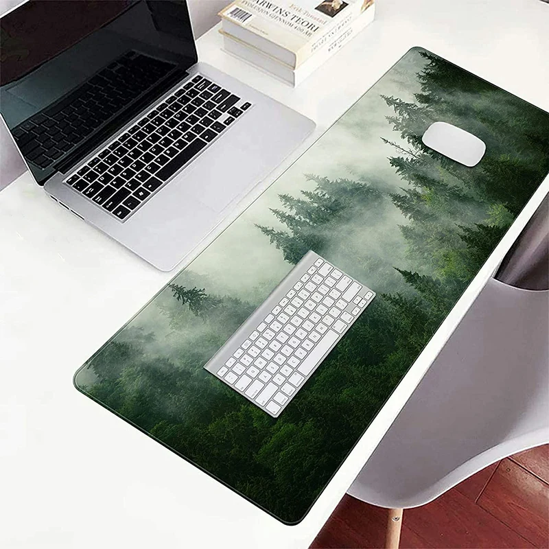 Mouse Pad para Computador Gamer Mouse Pad Teclado Floresta Verde Foggy Borracha Natural Anti-slip Mouse Mat Casa Xxl Novo - Imagem 5