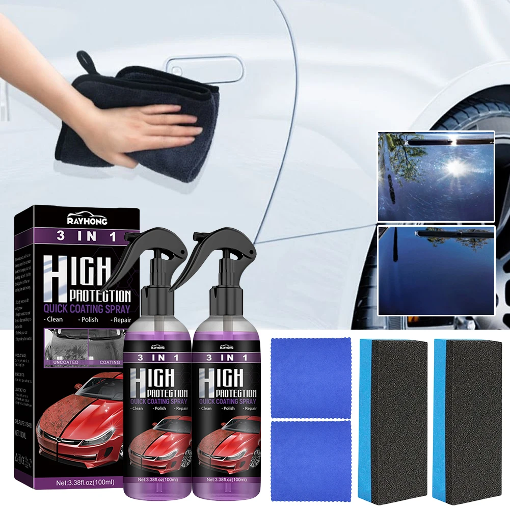 3 In 1 Car Ceramic Coating Spray 100ml Polishing Spraying Wax Polishing Paint Coating Agent Car Nano Spray Paint Care Tool car ceramic coating spray