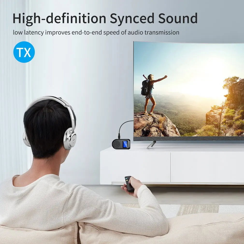 2-in-1 LCD 디스플레이 수신기 송신기 블루투스 어댑터 TX/RX 무선 음악 어댑터 Mp3/mp4/헤드폰 용