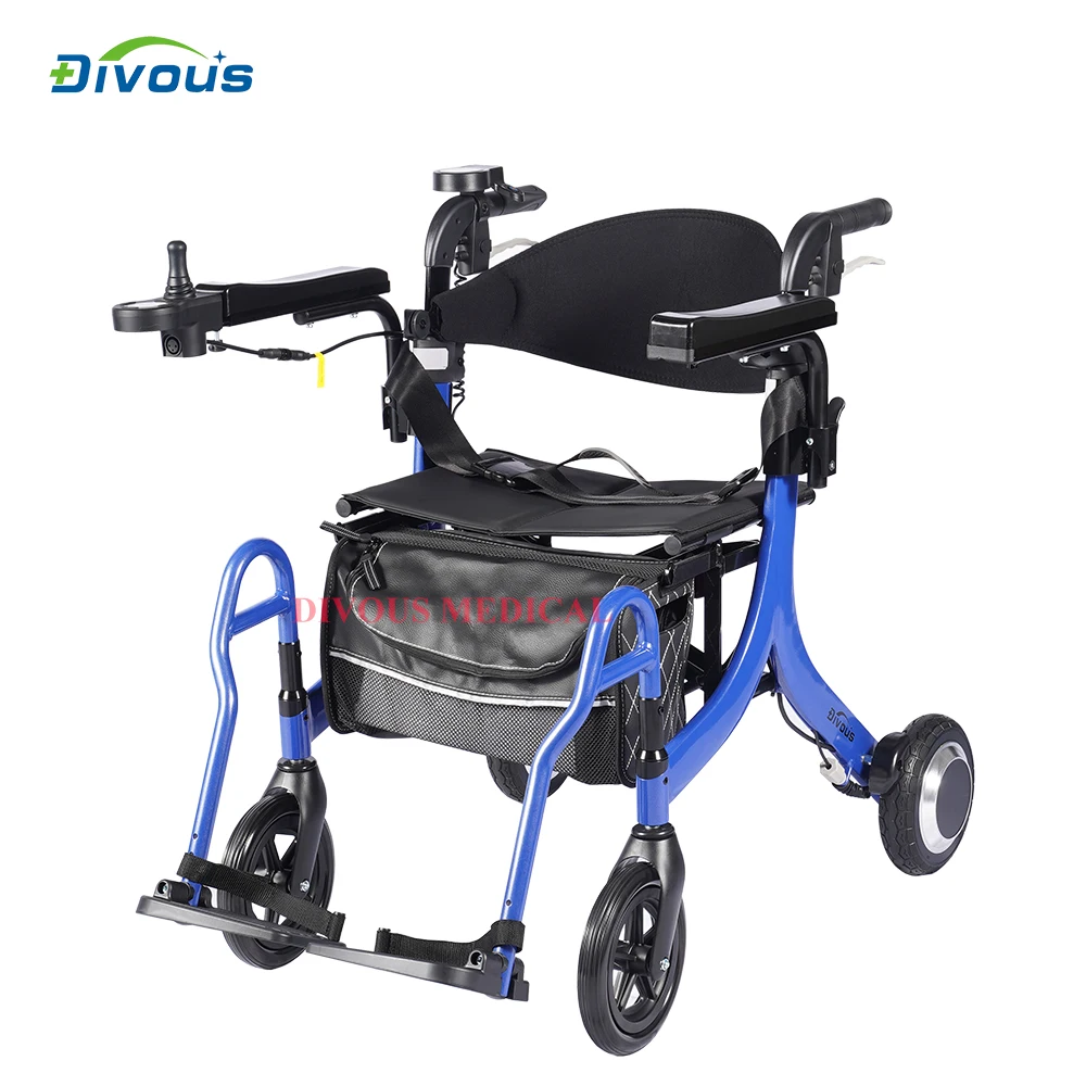 N.W: 16KG Lightweight Folding 4-Wheel Electric Rollator Outdoor Electric Scooter Walker