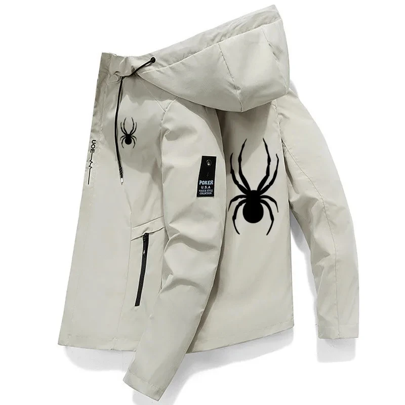Sports Jacket Windbreaker Jacket Casual Jacket Men Spring Autumn Monochrome Zippered Hooded