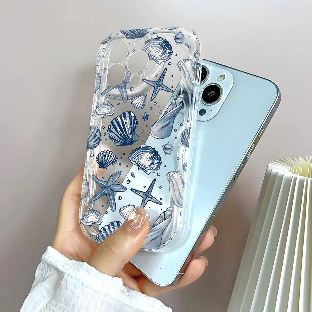 Elegant Blue Seashell Phone Case Cover