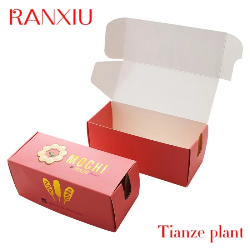 Custom Custom biodegradable food grade paper fast food packaging korean hot dog box white pink corn dog stick paper packaging bo