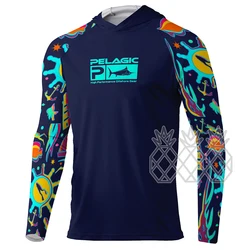 PELAGIC Performance Fishing Shirts Hoodie Men Long Sleeve Breathable Fish Jersey Sun Protection Lightweight Angling Clothing Run