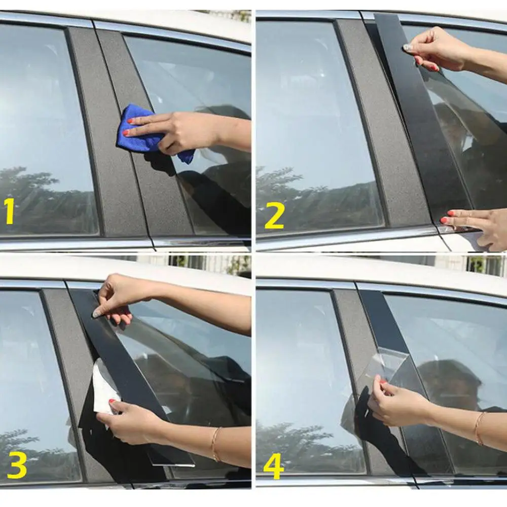 Car Stickers Car Window Stickers Window Door Cover Trim Car Window Trim Stickers Car Window Trim 6Pcs Car Window Pillar Posts Cover Trim for Honda Civic 2006-11 Center BC column stickers Mirror effect