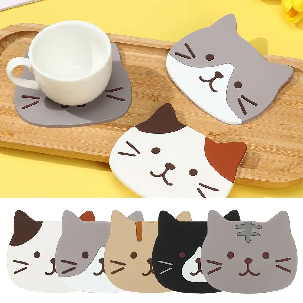 

Kawaii Mug Holder Heat Resisten Cartoon Coaster Non-slip Insulation pads Drink Cup Coasters Cup Mat Pad Silicone Cup Mat