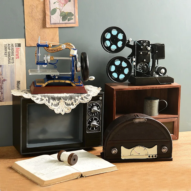 Vintage Retro TV Stand and Entryway Bookshelf Organizer with Industrial Rustic Home Decor Accents