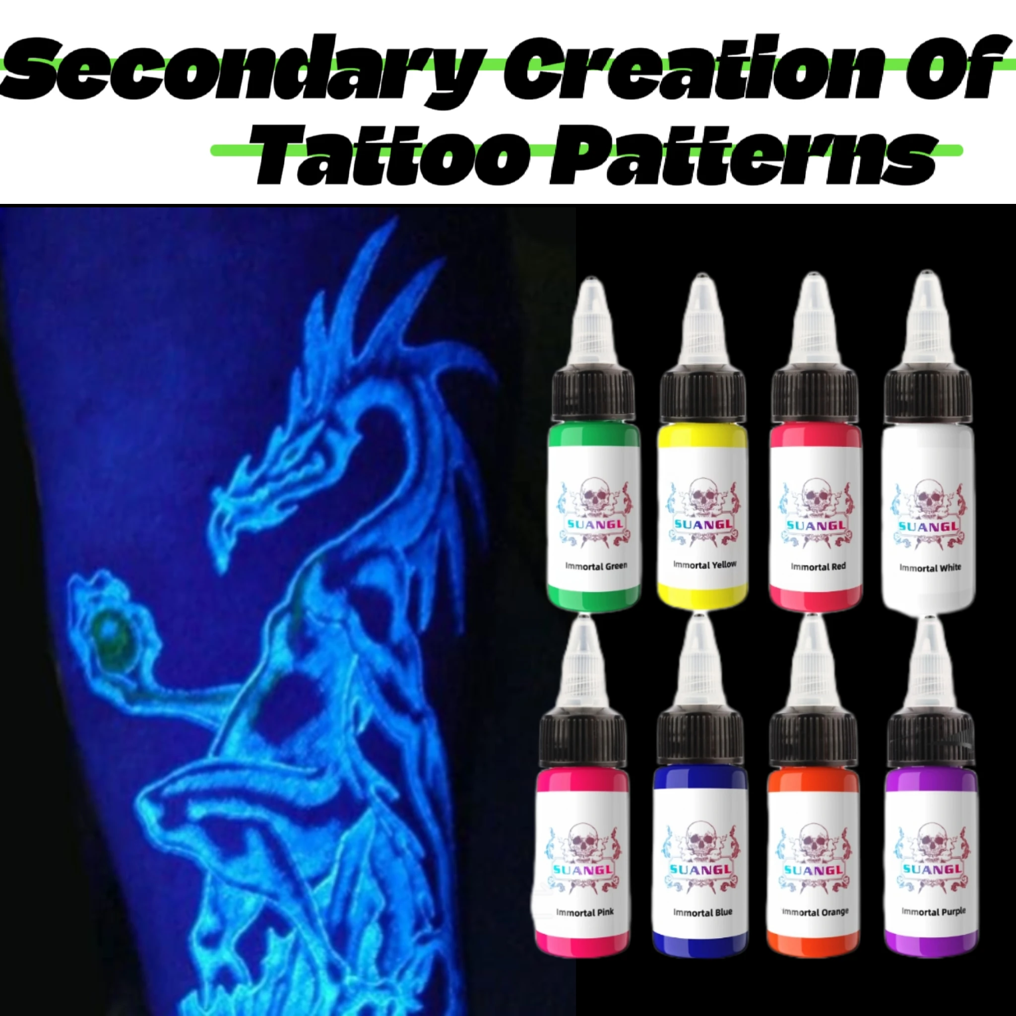 8pcs 15ml bottle professional fluorescent tattoo ink purple UV ink tattoo body painting pigment