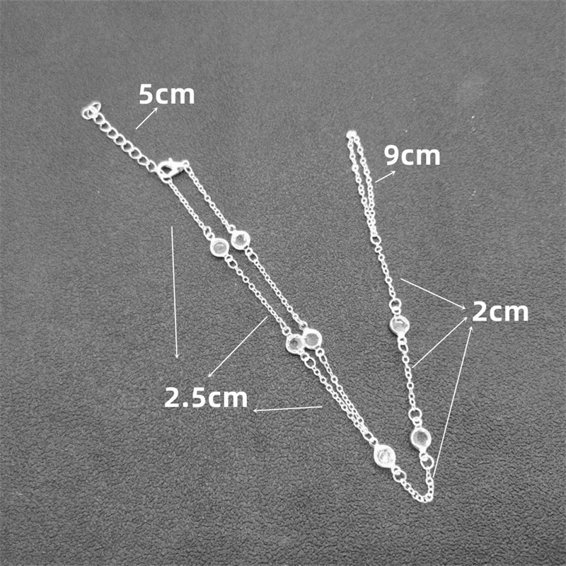 Fashion Rhinestone Thin Chain Anklets For Women Vintage Gold Silver Color Ankle Bracelet Boho Beach Jewelry Summer Accessories For ankle chains,silver anklet bracelet,beads anklet,fashion accessories,cubic zirconia anklet