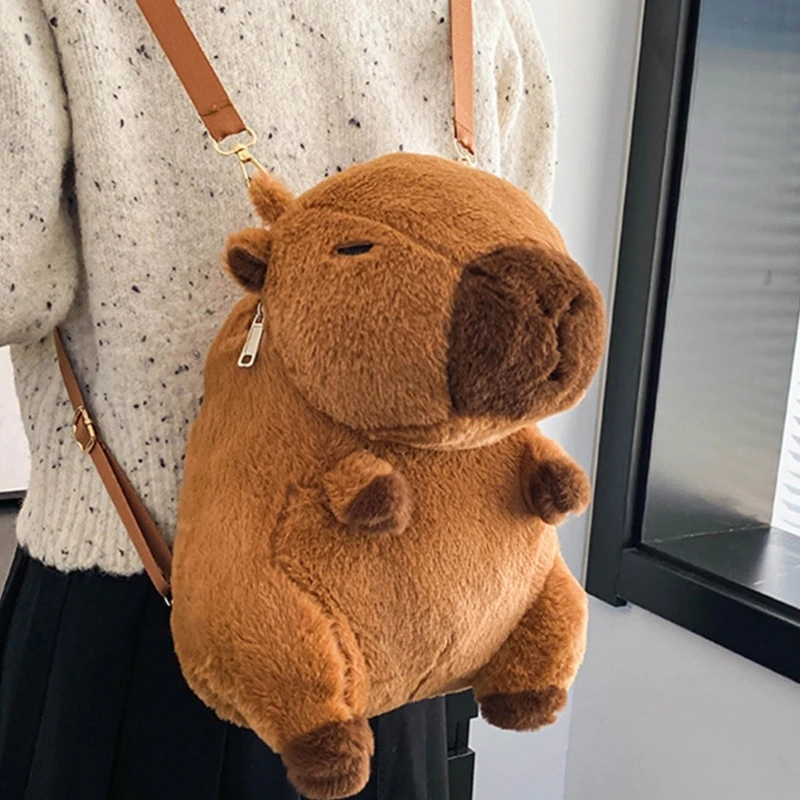 Cartoon Animal Capybara Plush Backpack Stuffing Shoulder Crossbody Bag Gift