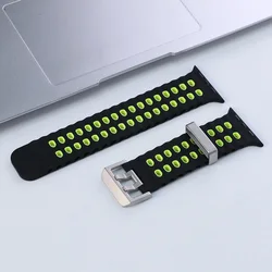 Breathable Silicone Sports Strap for Smartwatches (49mm, 46mm, 45mm) (S - black green)