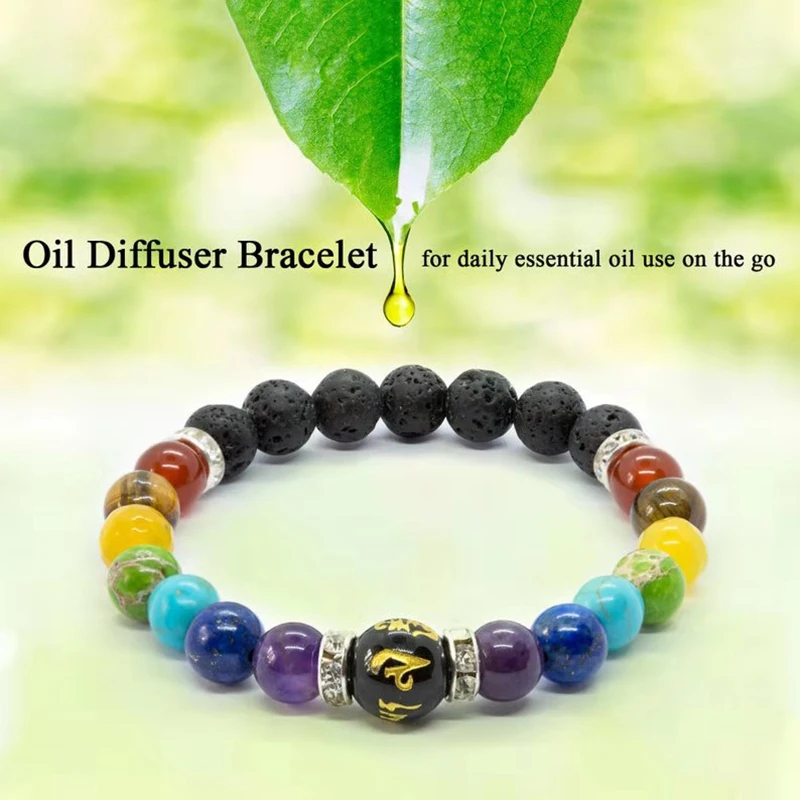 7 Chakra bracciale con significato Cardfor uomo donna cristallo naturale guarigione ansia gioielli Mandala Yoga meditazione braccialetto regalo