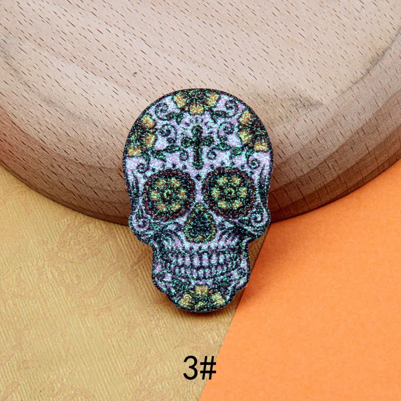 100 Stück heißer Verkauf glänzende Totenkopf-Applikationen für DIY-Kleidung, Hut, Patch-Dekoration – Detail 8