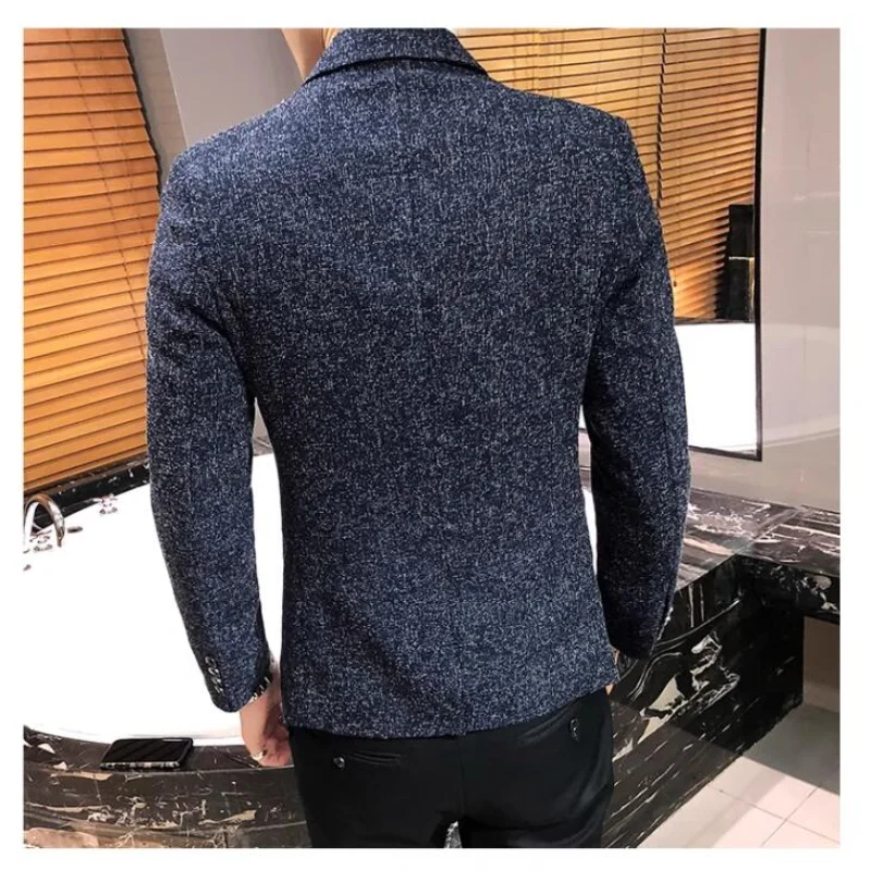 Men's Retro Casual Suit Jacket Blazers Business Formal Linen Suit Jacket High-quality Club Dress Formal Plus Size 4XL-M