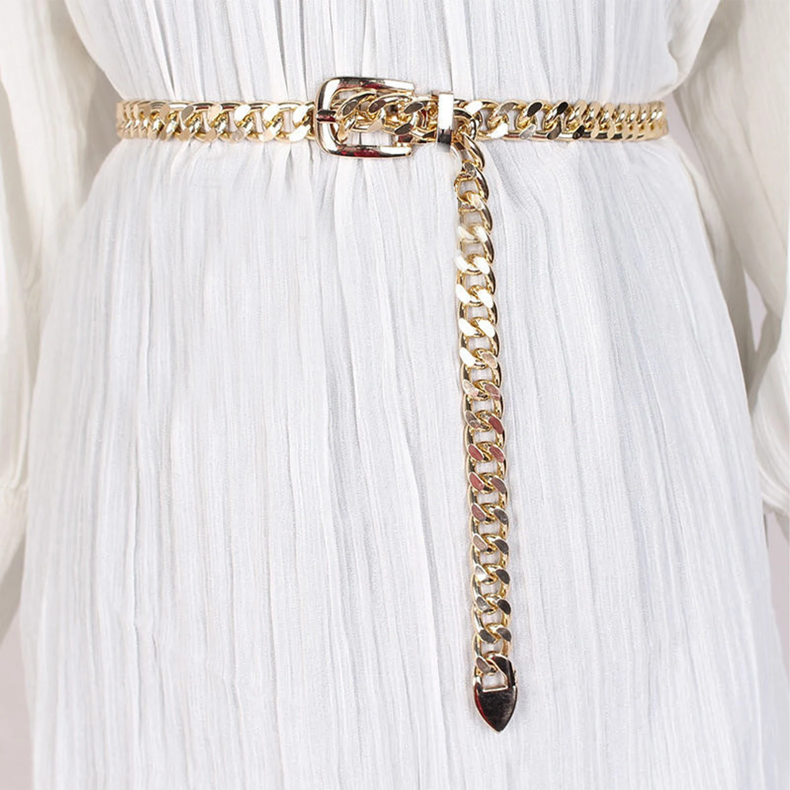 Retro Kette Gürtel für Frauen Bündchen Multilayer Lange Quaste für Kleid Taille Kette Gürtel Strass Kristall Bauch Kette – Detail 2